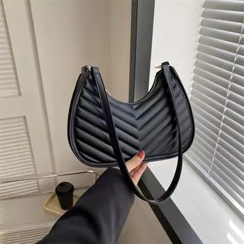 Сумка 2024 года, зимняя новая персонализированная нишевая сумка-полумесяц, простая повседневная сумка через плечо, модная ретро-сумка через плечо чёрный