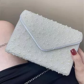 Сумка 2024 Spot Explosion Light Luxury Pearl Сумка для ужина Сумка-перевертыш Знаменитость Вечерняя сумка Клатч Сумка через плечо 19*14*7