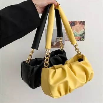 Сумка Advanced Style, модная и универсальная, плиссированная сумка Cloud, сумка через плечо, широкополосная сумка на одно плечо, женская сумка через подмышку чёрный