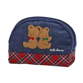 Сумка-аксессуар Pouch Bear Check, сделано в Японии, для взрослых, мам, мальчиков, девочек, красная [MIKI HOUSE], женская 10-8221-688 красный
