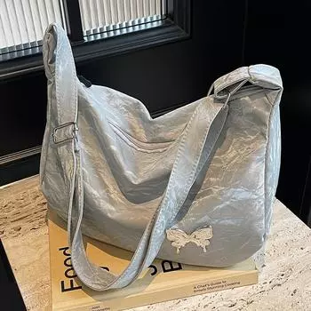 Сумка-бабочка знаменитости из Интернета, женская модная сумка-мессенджер для поездок на работу, сумка через плечо для студентов колледжа серебряный