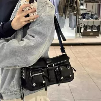 Сумка-багет через подмышку Женская сумка-мотоцикл через плечо Niche Design чёрный