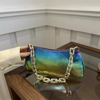 Сумка-багет для подмышек, женская, 2024 года, новая, модная, универсальная, премиум-фактурная, симфоническая, цепная, наплечная сумка, модная, подмышечная сумка белый