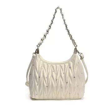 Сумка-багет на плечо с ромбовидной цепочкой, женская новая летняя модная сумка на плечо, универсальная сумка-мессенджер one size fits all белый