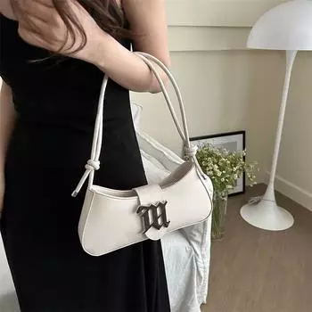 Сумка-багет подмышкой 2024 новая весенняя простая женская сумка через плечо коричневая нишевая универсальная сумка-мессенджер женская чёрный