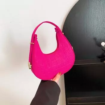 Сумка-багет женская 2024 осень новая мода трендовый ретро фетровый крокодиловый узор сумка подмышку женская сумка через плечо сумки чёрный