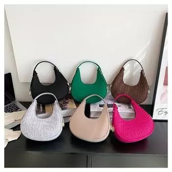 Сумка-багет женская 2024 весна новая мода ретро фетровая вмятина крокодиловый узор подмышки сумка женская сумка через плечо серый