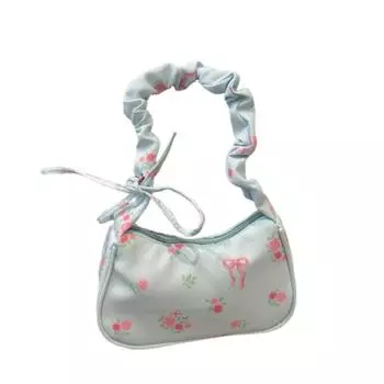 Сумка-бант из нейлона, милая цветочная сумка через плечо, простая сумка-подмышка с плиссировкой в виде цветка, подарки синий