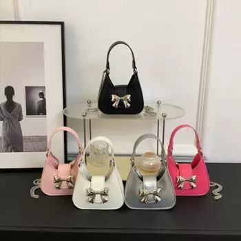 Сумка-бантик для женщин, сумки через плечо, модные сумки на цепочке, дизайнерские сумки one size чёрный