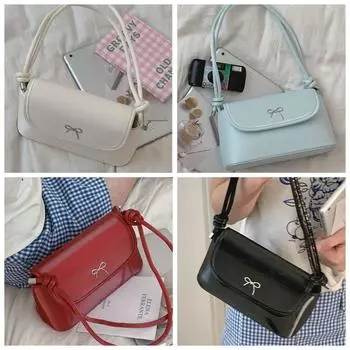 Сумка-бантик из искусственной кожи с подмышкой, новый дизайн, сумка через плечо Y2K, модная сумка-бантик через подмышку для женщин серебряный