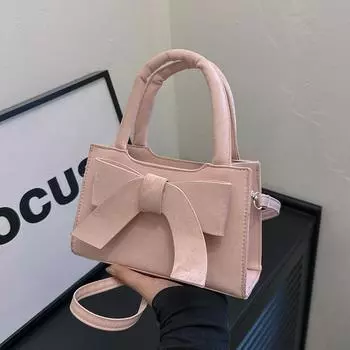 Сумка-бантик Niche design 2024, новая модная сумка через плечо, маленькая квадратная сумка с текстурой, женская сумка-мессенджер чёрный