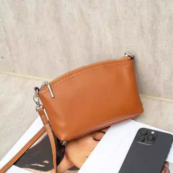 Сумка Baotou Layer Leather Dumpling Bag из натуральной кожи для мобильного телефона из мягкой кожи через плечо, маленькая квадратная кожаная наплечная мини-сумка в стиле ретро width 22 * height 14 * thick 5CM