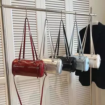 Сумка-бочка подмышкой для женщин, новая модная прочная сумка через плечо, универсальная сумка большой вместимости для поездок на работу 29x10x15cm чёрный