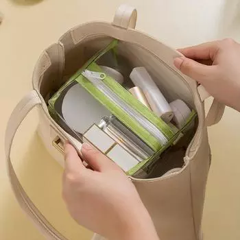 Сумка Большая вместимость Прозрачная косметичка на молнии Косметичка для туалетных принадлежностей Женская косметичка Корейская сумка для хранения S серый