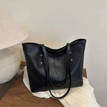 Сумка большого объема с текстурированным плетением женская 2025 новая простая трендовая сумка через плечо рабочая сумка-тоут белый