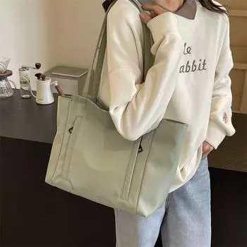 Сумка большой емкости, однотонная женская сумка через плечо, сумка через плечо бежевый