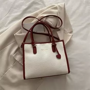 Сумка большой емкости с контрастным цветовым сращиванием, зимняя универсальная сумка через плечо и подмышку, модная сумка-тоут красный