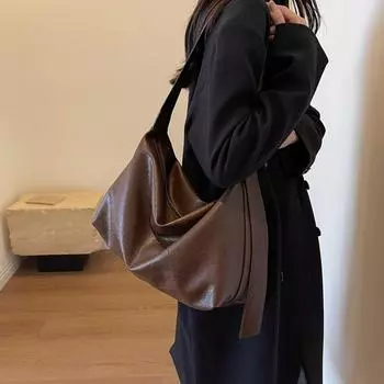 Сумка большой емкости Женская кожаная сумка через плечо Сумка через плечо чёрный