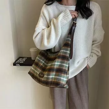 Сумка большой емкости Женская полосатая большая сумка контрастного цвета Сумка на плечо зелёный