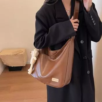 Сумка большой емкости Женская сумка через плечо из искусственной кожи Сумка-тоут для студентов белый