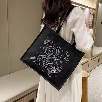 Сумка большой емкости женская сумка через плечо уличная трендовая холщовая женская сумка большой емкости дорожная сумка для отдыха женская сумка через плечо 32*21*11 белый