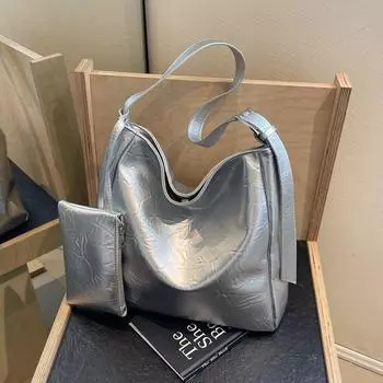 Сумка большой вместимости для отдыха, женская сумка для подмышек, новинка 2024 года, корейское издание, сумка-тоут с узором в западном стиле, пригородная сумка на одно плечо