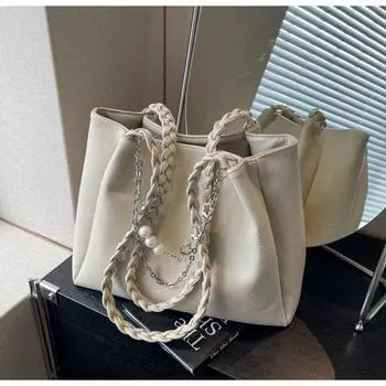 Сумка большой вместимости Premium sense для женщин 2024 года, новая модная сумка через плечо для студентов колледжа, нишевая женская сумка-тоут чёрный