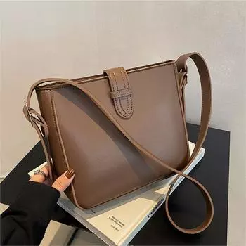 Сумка большой вместимости Premium Sense, женская модная простая повседневная сумка-ведро, сумка через плечо темно-коричневого