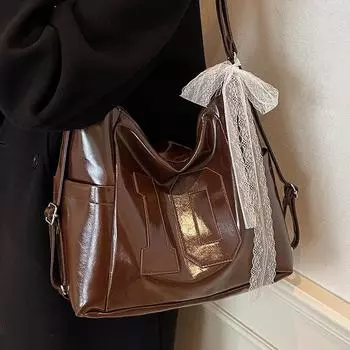 Сумка большой вместимости Premium Sense Женская сумка Niche Fashion Сумка через плечо для поездок на работу Повседневный рюкзак коричневый