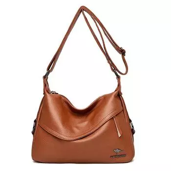 Сумка большой вместимости с двойной молнией, высококачественная мягкая кожаная женская сумка на плечо, однотонная простая повседневная женская сумка через плечо