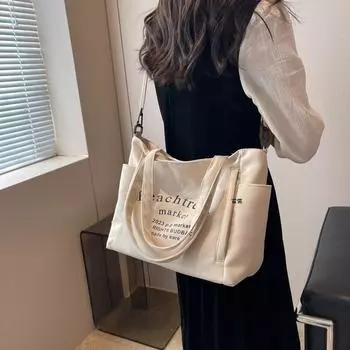 Сумка большой вместимости, женская большая сумка, портативная сумка через плечо с буквами чёрный