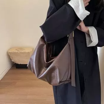 Сумка большой вместимости Женская большая сумка из искусственной кожи Сумка через плечо чёрный