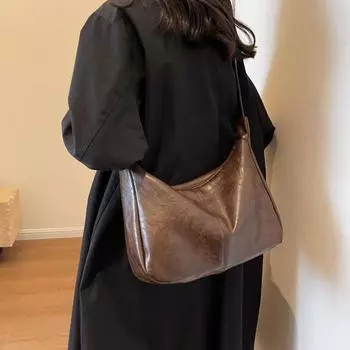 Сумка большой вместимости Женская кожаная сумка через плечо Женская сумка для пельменей чёрный