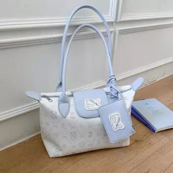 Сумка большой вместимости женская летняя универсальная новая повседневная на плечо популярная текстура сумка-тоут для поездок на работу синий