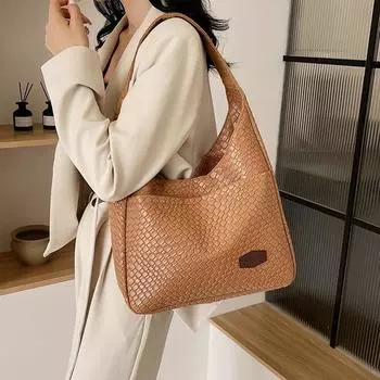 Сумка большой вместимости, женская модная и универсальная новинка 2024 года, модная ретро-сумка через плечо на одно плечо, популярная женская сумка-мешок