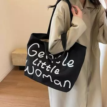 Сумка большой вместимости, женская студенческая сумка через плечо, холщовая сумка, большая сумка белый