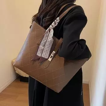 Сумка большой вместимости, женская сумка через плечо, большая сумка из искусственной кожи чёрный