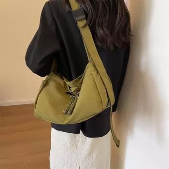 Сумка большой вместимости Женская сумка через плечо Холщовая большая сумка белый