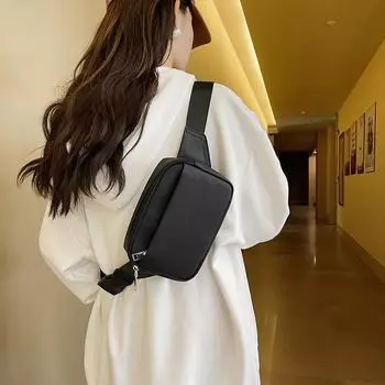 Сумка большой вместимости, женская сумка, повседневная сумка на плечо, маленькая квадратная сумка, поясная сумка, нагрудная сумка One Size чёрный