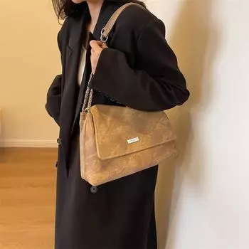 Сумка большой вместимости, женская сумка-тоут с цепочкой, кожаная сумка через плечо через плечо серый