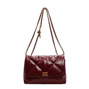 Сумка большой вместимости женская универсальная новые модели популярны сегодня, сумка на цепочке с ромбами женская на плечо/кроссбоди бордовый