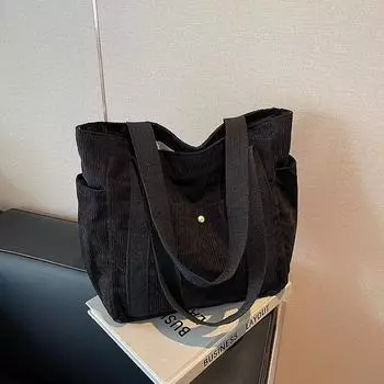 Сумка большой вместимости женская вельветовая сумка-тоут для студентов колледжей классная сумка через плечо для поездок на работу светло-коричневого