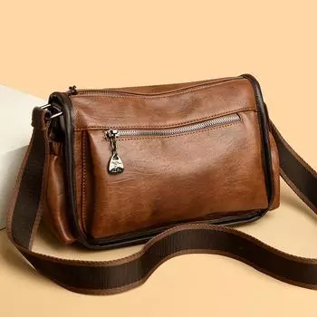 Сумка Boston Crossbody из искусственной кожи в стиле ретро, женская однотонная брендовая сумка, модная дизайнерская женская повседневная дорожная сумка через плечо