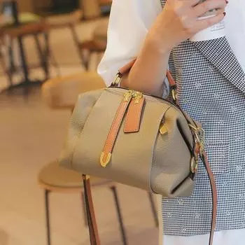 Сумка Boston из натуральной коровьей кожи в стиле ретро 2024 года — модная кожаная сумка-мессенджер с подушкой для женщин