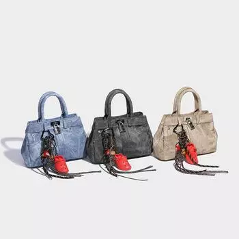 Сумка Boston из ретро-джинса Niche Design 2024 года, новая модная сумка-мессенджер для поездок на работу через плечо светло-синий