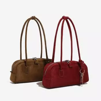 Сумка Boston из замши весна 2025 г.: Женская шикарная сумка через плечо и подмышку 29x9x12 cm