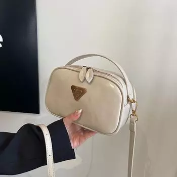 Сумка Boston с треугольным лейблом 2024 года в стиле ретро — женская модная сумка через плечо и сумка-мессенджер 21*10*12 коричневый