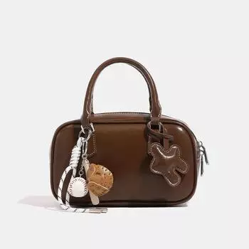 Сумка-боулинг Niche Design, женская, симпатичная, осенне-зимняя, винтажная, сумка-тоут на одно плечо, сумка через плечо Boston коричневый