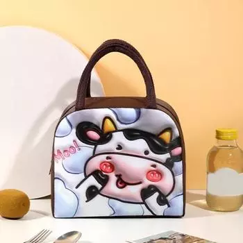 Сумка для ланч-бокса Yousheng Kawaii, портативная термосумка для еды, стильная, устойчивая к пятнам сумка-тоут для школьных путешествий чёрный