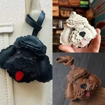 Сумка-брелок ручной работы из натуральной кожи в виде милого щенка, брелок для ключей, подвеска на сумку, автомобильный брелок для женщин, сумка-подвеска, аксессуары для самостоятельного изготовления, подарок для влюбленных пар